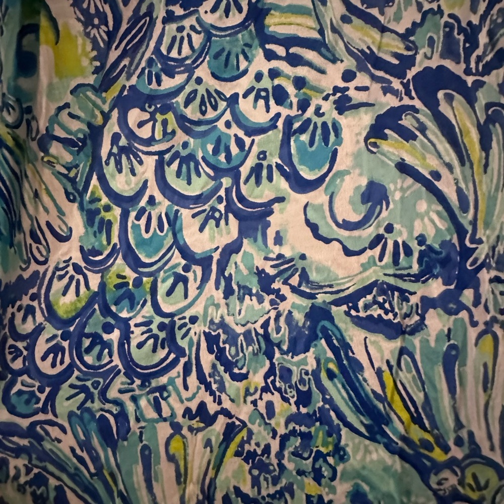 Lilly Pulitzer Blue & Turquoise Floral Paisley V-Neck Dress - Picture 3 of 4